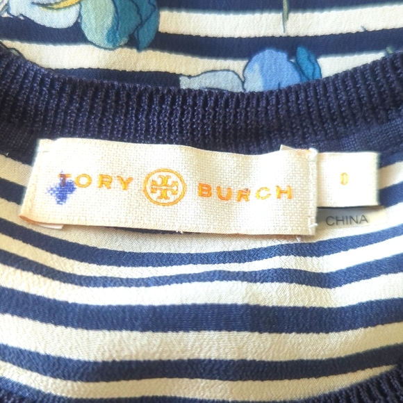 Tory Burch Blue and White Embellished Crop Tank Top - Picture 6 of 7